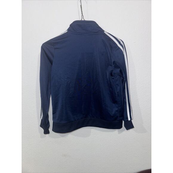 Adidas Boys Athletic Zip Up Track Jacket Navy White Stripe Size 8 MISSING-ZIPPER - Picture 7 of 7